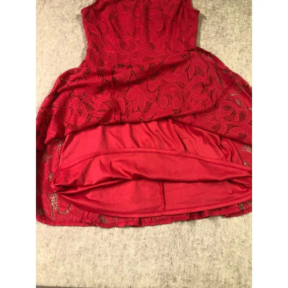 London Style Collection Dress Womens 8 Dark Pink Lace Overlay Fit & Flare - Picture 8 of 13